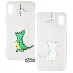 Чехол для Apple iPhone X, силикон, прозрачный, dragon