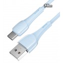 Кабель Type-C - USB, Hoco X49 Beloved charging data, 1м, 3А, силікон, синій