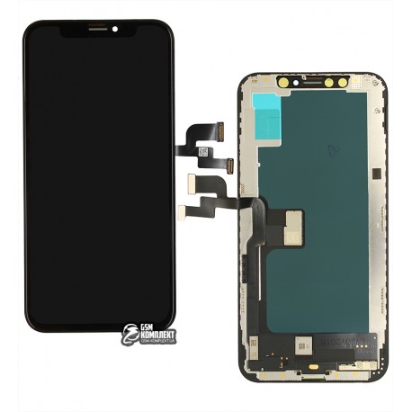 Дисплей iPhone XS, черный, с сенсорным экраном, с рамкой, (TFT), Сopy, #(оriginal lcd, оriginal glass, оriginal flat сable, оriginal touchscreen) NEW