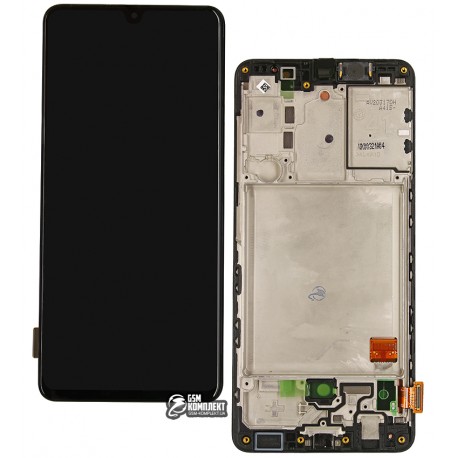 Дисплей Samsung A415 Galaxy A41, чорний, з тачскріном, з рамкою, оригінал, service pack box, (GH82-22860A / GH82-23019A), original glass