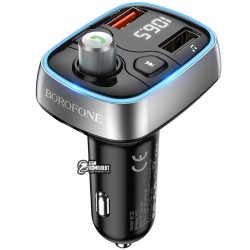 Автомобільний зарядний пристрій Borofone BC32 Bluetooth з FM модулятором (1USB, QC3.0), чорний