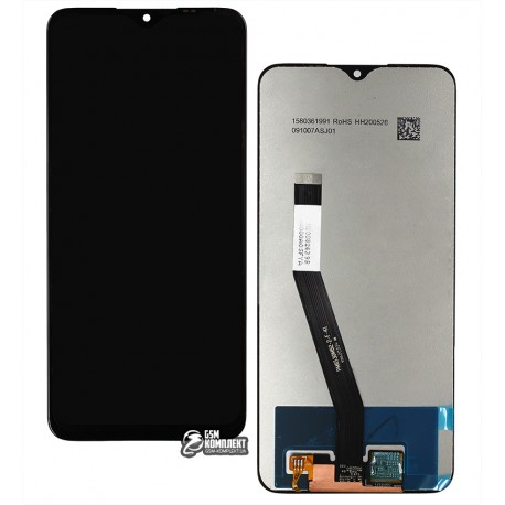 Дисплей для Xiaomi Redmi 9, черний, з сенсорним екраном, оригінал (переклеєне скло), M2004J19G, M2004J19C