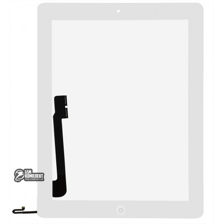 Тачскрин для планшетов Apple iPad 4, с кнопкой HOME, белый