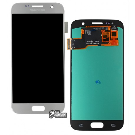 Дисплей Samsung G930 Galaxy S7, G930F Galaxy S7, серебристый, с тачскрином, (OLED), High Copy