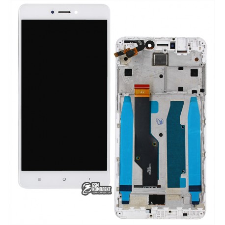 Дисплей для Xiaomi Redmi Note 4X, белый, с сенсорным экраном, с рамкой, High Copy