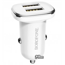 Автомобільний зарядний пристрій Borofone BZ12, USB Type-c кабель, (2USB, 2.4A), белое