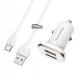 Автомобильное зарядное устройство Borofone BZ12, USB Type-c кабель, (2USB, 2.4A), белое