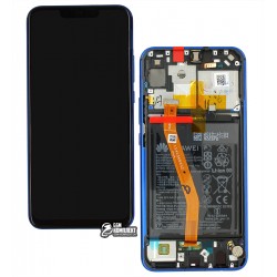 Дисплей для Huawei Nova 3i, P Smart Plus, синій, з акумулятором, з сенсорним екраном, з рамкою, оригінал, service pack box, (02352BUH)