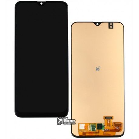 Дисплей для Samsung A205 Galaxy A20, чорний, з сенсорним екраном, (OLED), High Copy