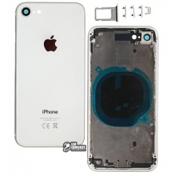 Корпус для iPhone 8, белый, с держателем SIM-карты, с боковыми кнопками