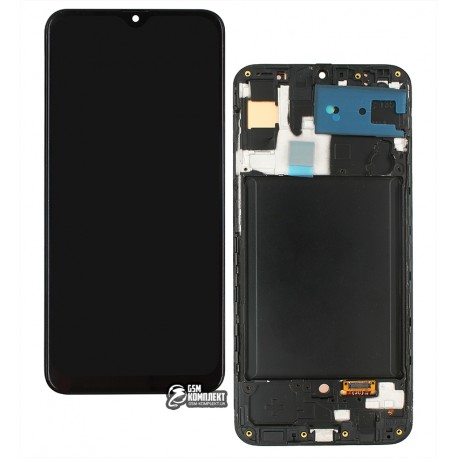Дисплей Samsung A307 Galaxy A30s, A307F / DS Galaxy A30s, чорний, з тачскріном, з рамкою, (OLED), High Copy