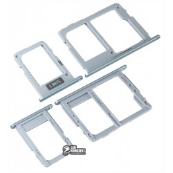 Тримач SIM-карти для Samsung J730F Galaxy J7 (2017), сріблястий колір, комплект 2 шт., C власником MMC, dual SIM