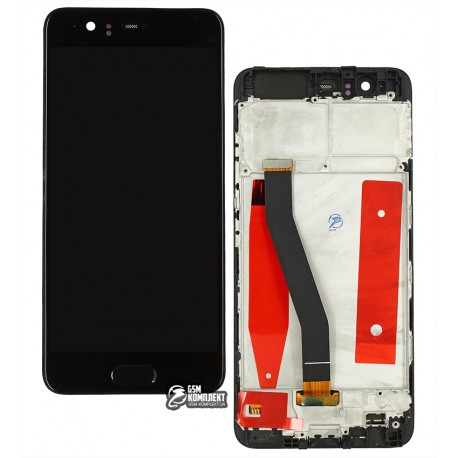 Дисплей Huawei P10, черный, с тачскрином, с рамкой, High Copy, VTR-L29/VTR-L09