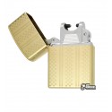 Зажигалка USB с узором мелкая клетка , золото, электроимпульсная