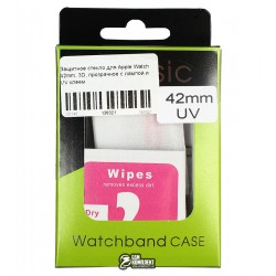 Загартоване захисне скло для Apple Watch 42mm, 3D, прозоре з лампою і UV клеєм