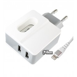 Зарядний пристрій Hoco C75 Imperious (2USB) з Lightning в комплекті