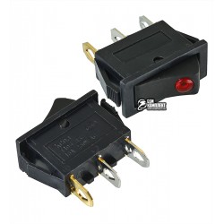 Вимикач KCD3-101EN клавішний з підсвіткою 220V, червоний колір точка ON-OFF