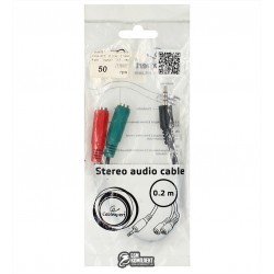 Кабель звуковой CCA-417 0,2см 3.5мм 4-pin "папа"/ 3.5 мм стерео "мама"+микрофон "мама", чорний колір