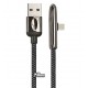 Кабель Type-C - USB, Usams US-SJ363 U34 Right-angle Zinc Alloy Braided with Light, 5А, 1.2м, кутовий