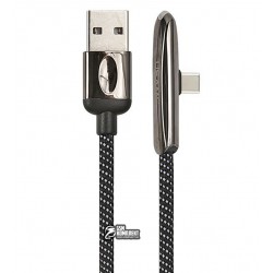 Кабель Type-C - USB, Usams US-SJ363 U34 Right-angle Zinc Alloy Braided with Light, 5А, 1.2м, кутовий