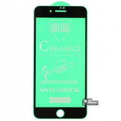 Защитное оргстекло для iPhone 7 Plus, iPhone 8 Plus, Ceramica, с фаской, черное