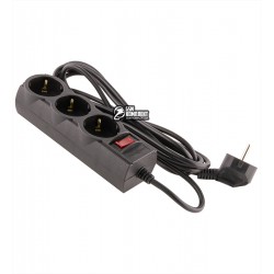 Фільтр мережевий 2 м LogicPower, LP-X3, 3 розетки, чорний