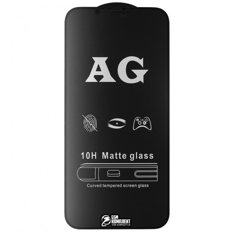 Защитное стекло для iPhone 12 Pro Max, 2,5D, Full Glue, матовое, черное