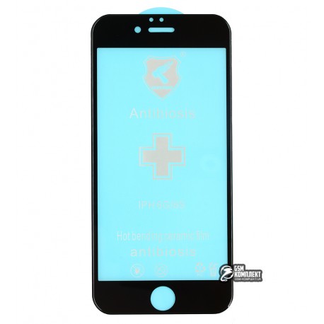 Захисне оргскло для iPhone 6, iPhone 6S, Polycarbone, 3D, з фаскою, чорне