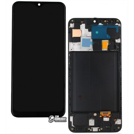 Дисплей Samsung A505 Galaxy A50, A505F / DS Galaxy A50, чорний, з тачскріном, з рамкою, (OLED), High Copy