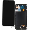 Дисплей Samsung A505 Galaxy A50, A505F/DS Galaxy A50, черный, с тачскрином, с рамкой, с широким ободком, (OLED), High quality