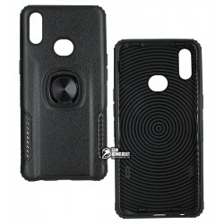 Чехол для Samsung A107F Galaxy A10s (2019), Leather Design Case With Ring, силикон-пластик, черный