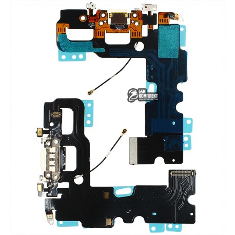 Шлейф для iPhone 7, коннектора зарядки, белый, с микрофоном, Сopy