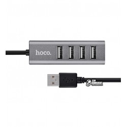 USB-хаб Hoco HB1, USB на 4USB Line machine (USB-hub) / metal gray