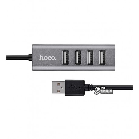 USB-хаб Hoco HB1, USB на 4USB Line machine (USB-hub) \ metal gray