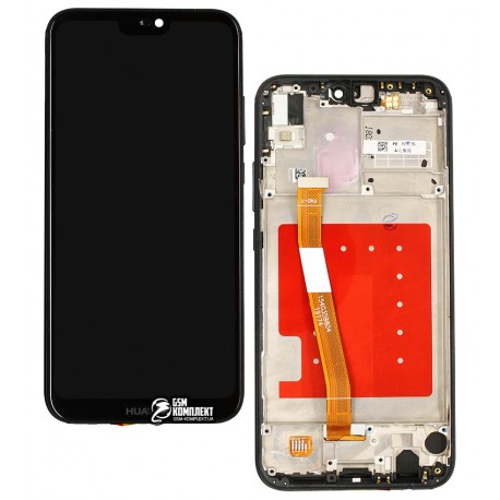 Дисплей для Huawei P20 Lite, чорний, з сенсорним екраном, з рамкою, оригінал (переклеєне скло), ANE-L21 / ANE-LX1
