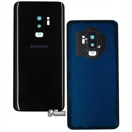 Задня панель корпусу для Samsung G965F Galaxy S9 Plus, чорний колір, зі склом камери, повна збірка, оригінал (PRC), midnight black