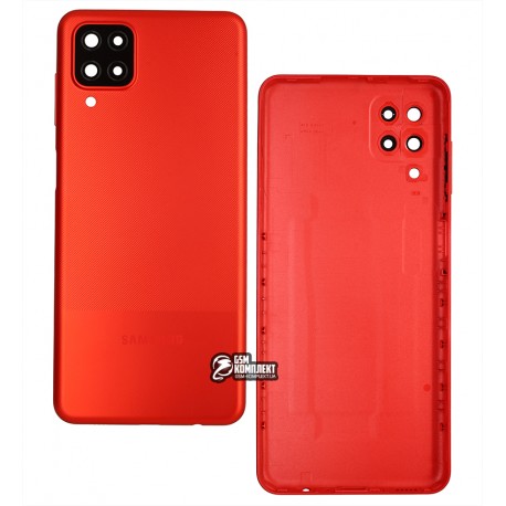 Задняя панель корпуса для Samsung A125F Galaxy A12, красный, со стеклом камеры