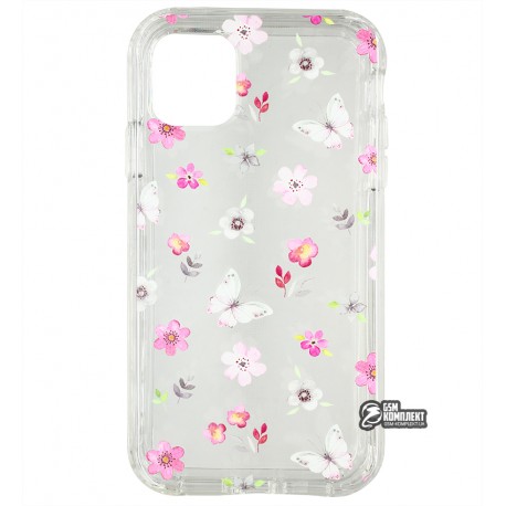 Чехол для Apple iPhone 11, Spring Flowers, прозрачный силикон, flowers and butterflies
