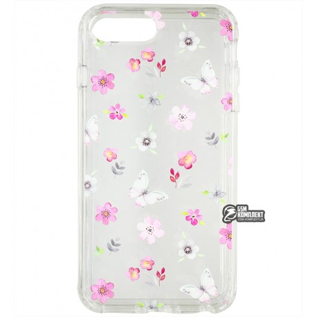 Чохол для Apple iPhone 7 Plus, iPhoine 8 Plus, Spring Flowers, прозорий силікон, flowers and butterflies