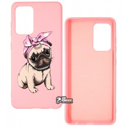 Чехол для Samsung A525 Galaxy A52, ART Mops, силиконовый, розовый
