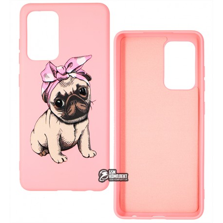 Чехол для Samsung A525 Galaxy A52, ART Mops, силиконовый, розовый Чехол для Samsung A525 Galaxy A52, ART Mops, силиконовый, розовый