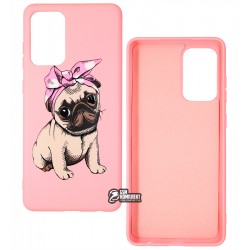 Чехол для Samsung A725 Galaxy A72, ART Mops, силиконовый, розовый