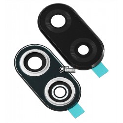 Скло камери для Huawei P Smart Plus (2019), чорний, з рамкою