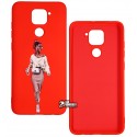Чехол для Xiaomi Redmi Note 9, Redmi 10X, ART Lady red, силиконовый