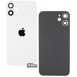 Задняя панель корпуса Apple iPhone 12 Mini, белая, со стеклом камеры Задняя панель корпуса Apple iPhone 12 Mini, белая, со стеклом камеры