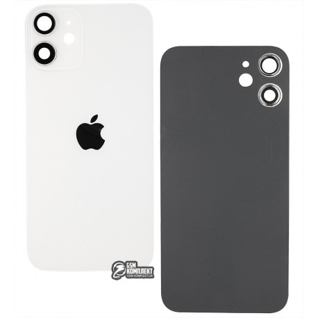 Задняя панель корпуса Apple iPhone 12 Mini, белая, со стеклом камеры
