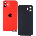 Задня панель корпусу Apple iPhone 12 Mini, червона, зі склом камери