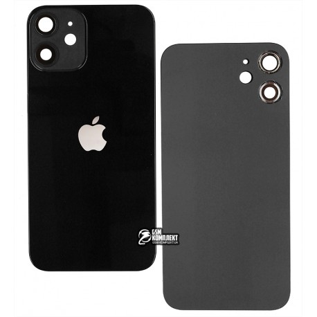 Задняя панель корпуса Apple iPhone 12 Mini, черная, со стеклом камеры