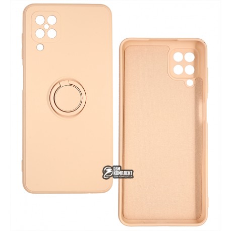 Чохол для Samsung A125 Galaxy A12, WAVE Light Color Ring, софттач силікон, з кільцем, pink sand