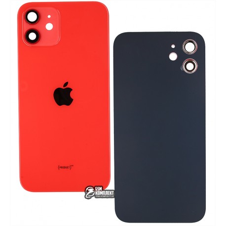 Задня панель корпусу для Apple iPhone 12, червоний, зі склом камери